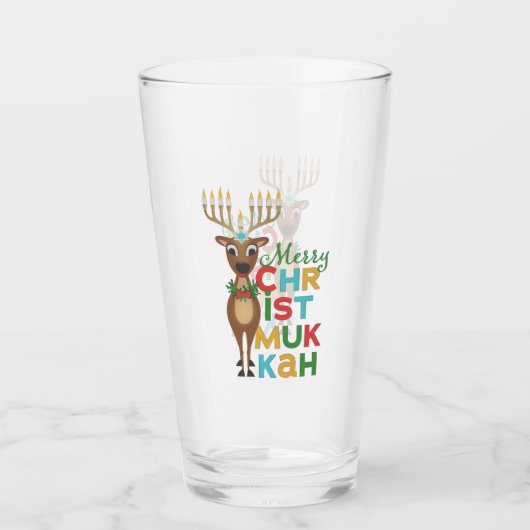 Merry Christmukkah Reindeer Glas (Voorkant)