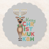 Merry Christmukkah Reindeer Kartonnen Onderzetters (Voorkant)