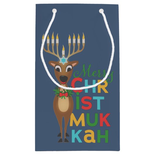 Merry Christmukkah Reindeer Klein Cadeauzakje (Achterkant)