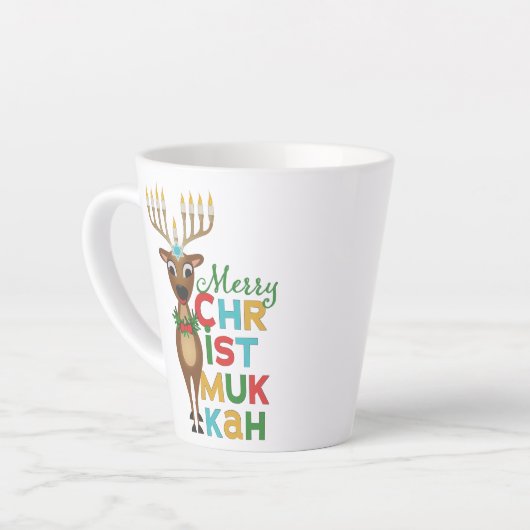 Merry Christmukkah Reindeer Latte Mok (Linkerhoek)