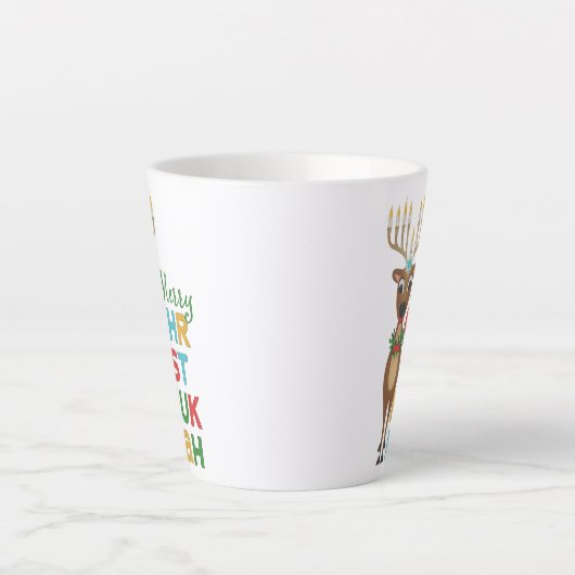 Merry Christmukkah Reindeer Latte Mok (Voorkant)