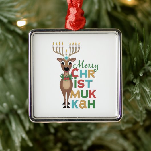 Merry Christmukkah Reindeer Metalen Ornament (Boom)
