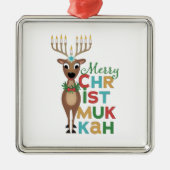Merry Christmukkah Reindeer Metalen Ornament (Voorkant)