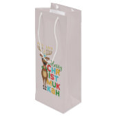 Merry Christmukkah Reindeer Wijn Cadeautas (Achterkant Gekanteld)