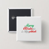 MERRY CHRISTMUKKAH VIERKANTE BUTTON 5,1 CM (Voorkant /achterkant)