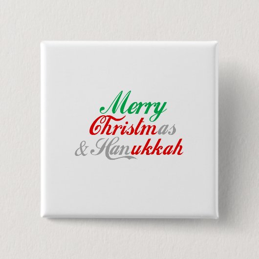 MERRY CHRISTMUKKAH VIERKANTE BUTTON 5,1 CM (Voorkant)