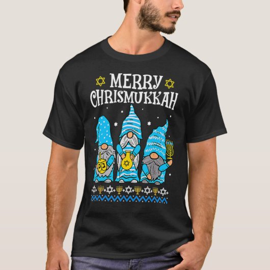 Merry Christmukkah With Gnome Christmas Hanukkah G T-shirt (Voorkant)