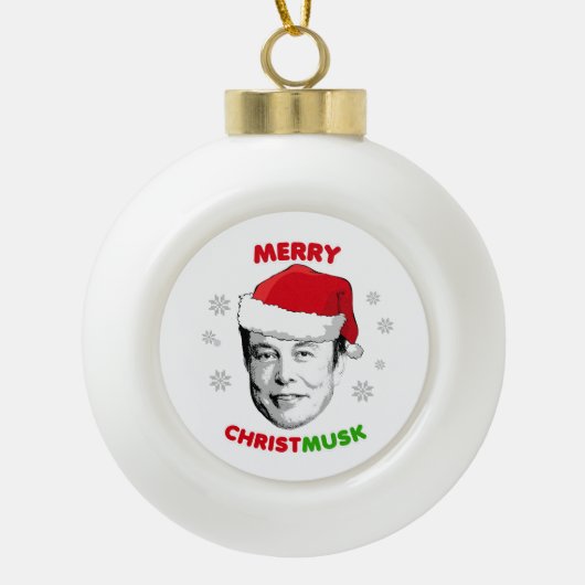 Merry Christmusk Keramische Bal Ornament (Voorkant)