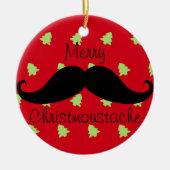 Merry Christmustache Ornament Round (Voorkant)