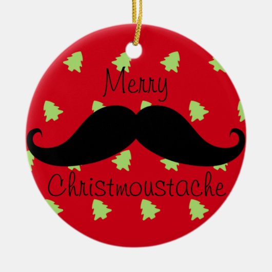 Merry Christmustache Ornament Round (Voorkant)