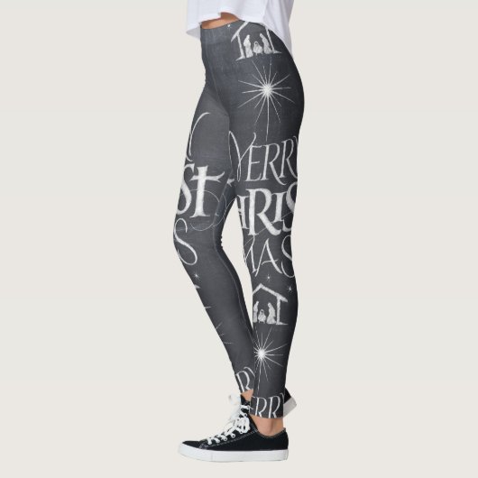 Merry Christus Mas Chalkboard Kerstkalligrafie Leggings (Links)