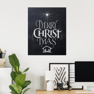 Merry Christus Mas Christelijke kerstzwarte alk Poster