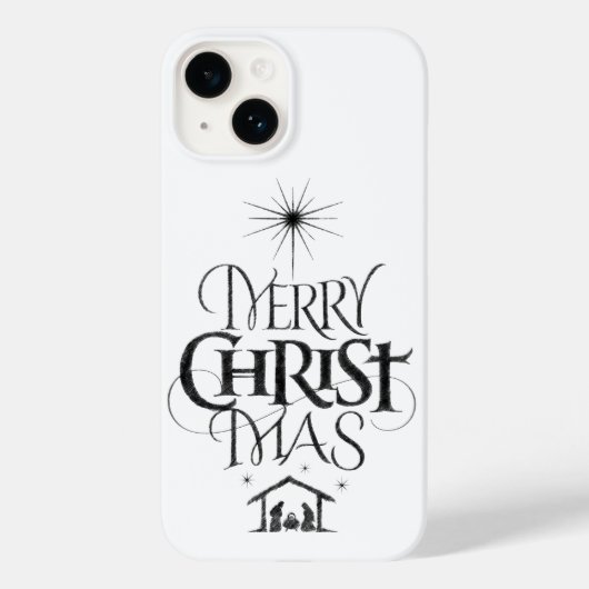 Merry Christus Mas Religieuze Kerstkalligrafie C Case-Mate iPhone Case (Achterkant)