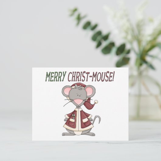 Merry Christus-Mouse T-shirts en cadeautjes Feestdagenkaart (Staand voorkant)