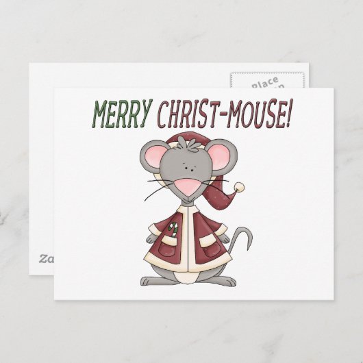 Merry Christus-Mouse T-shirts en cadeautjes Feestdagenkaart (Voorkant / Achterkant)