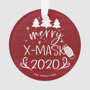 Merry ChristusMask Funny 2020 Covid Pandemic Red Ornament