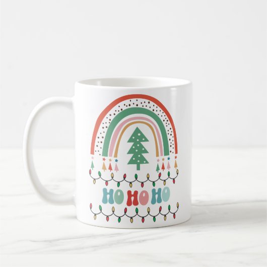 Merry chritmas hohohoho regenboogkoffie mok (Links)
