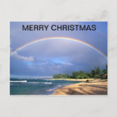 Merry Chritmas postkaart/regenboog over een strand Feestdagenkaart (Voorkant)