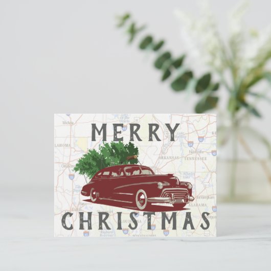 Merry Chritmas Rd Trip Briefkaart (Staand voorkant)