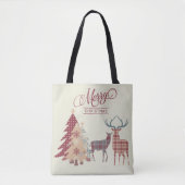 Merry Chrsitmas Pset Trees, Deer Canvas tas (Voorkant)