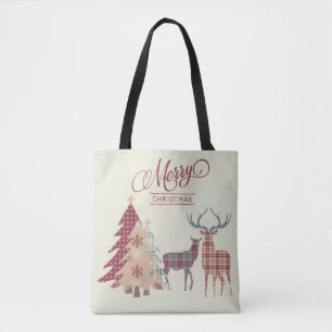 Merry Chrsitmas Pset Trees, Deer Canvas tas