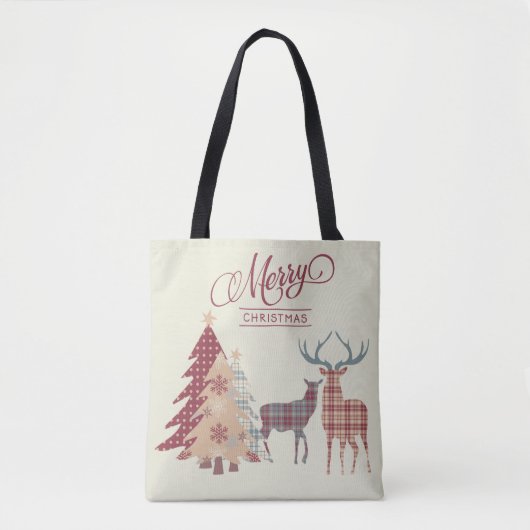 Merry Chrsitmas Pset Trees, Deer Canvas tas (Voorkant)