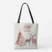 Merry Chrsitmas Pset Trees, Deer Canvas tas (Achterkant)
