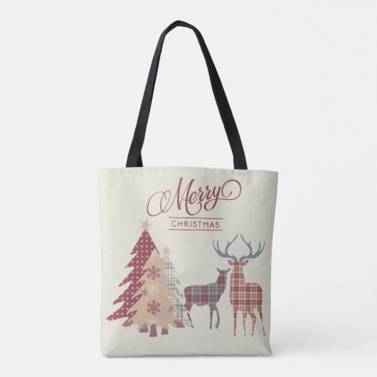 Merry Chrsitmas Pset Trees, Deer Canvas tas (Achterkant)