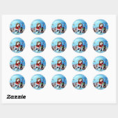 Merry Chrstimas Santa Claus With Animals Ronde Sticker (Vel)