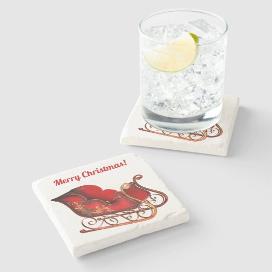 Merry Chrustmas Stone Onderzetter (Zijkant)