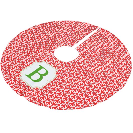 Merry Circles Monogramed Tree Skirt - Rood & Groen Kerstboom Rok (Gekanteld)