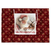 Merry Classic Santa Claus Rudolph Christmas Bag Groot Cadeauzakje (Voorkant)