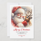 Merry Classic Santa Rudolph Illustration Greeting Feestdagenkaart (Voorkant)