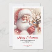 Merry Classic Santa With Rudolph Christmas Greetin Feestdagenkaart (Voorkant)