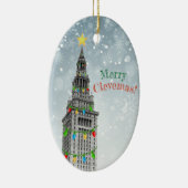 MERRY CLEVEMAS Cleveland met kerstmis PERSONALIZE  Keramisch Ornament (Rechts)