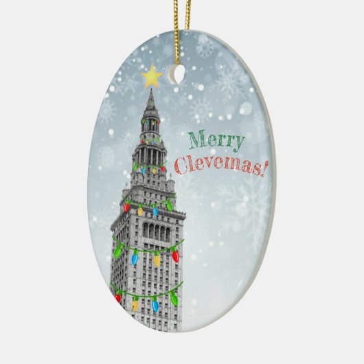 MERRY CLEVEMAS Cleveland met kerstmis PERSONALIZE  Keramisch Ornament (Links)