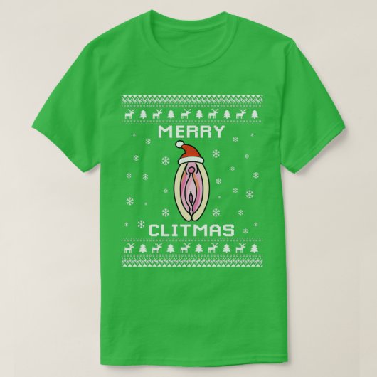 Merry Clitmas Naughty Ugly KerstSweater 2 T-shirt (Design voorkant)