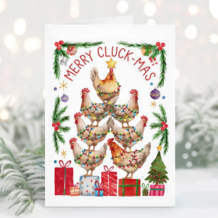 Merry Cluck-Mas Chicken Lover Christmas Kaart