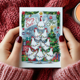 Merry Cluck-Mas Chickens Kerst Kaart