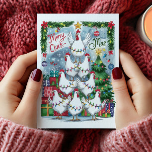 Merry Cluck-Mas Chickens Kerst Kaart