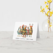Merry Cluckin’ Christmas Chicken Wenskaart Kaart (Gele Bloem)