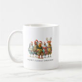 Merry Cluckin’ Christmas Chickens Coffee Mok (Links)