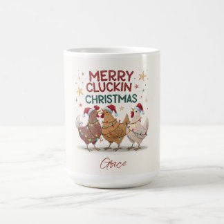 Merry Cluckin Christmas Chickens Personalized Koffiemok