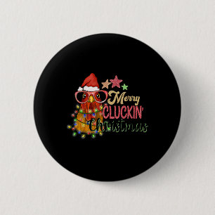 Merry Cluckin' Christmas Feestelijke Kip Ronde Button 5,7 Cm