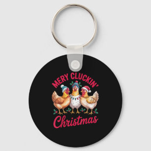 Merry Cluckin Christmas Funny Chicken Holiday Boer Sleutelhanger