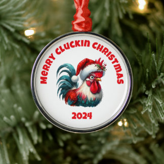 Merry Cluckin Christmas Metalen Ornament