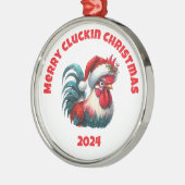 Merry Cluckin Christmas Metalen Ornament (Links)