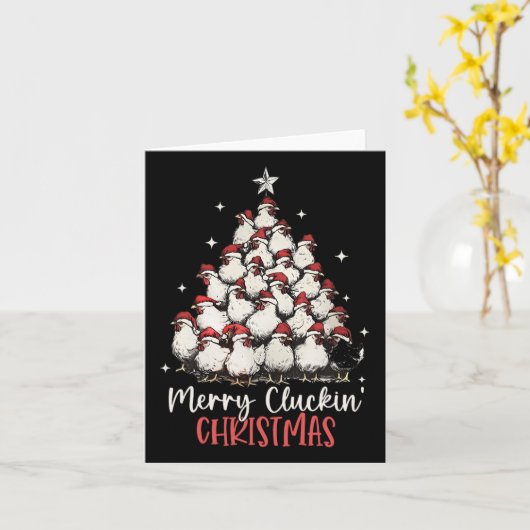 Merry Cluckin Kerst Grappige Kerstkippen F Kaart (Gele Bloem)