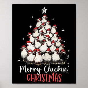 Merry Cluckin Kerst Grappige Kerstkippen F Poster