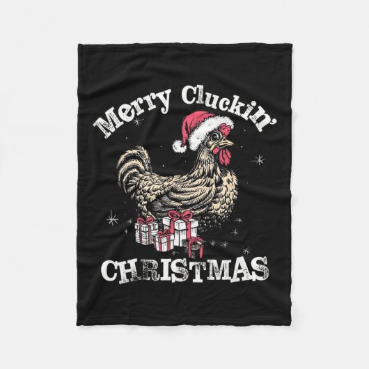 Merry Cluckin Kerst Grappige Kip Kerstman Fleece Deken (Voorkant)